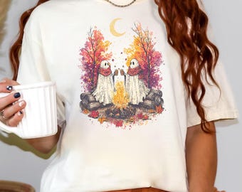 Ghost Stories Shirt, Retro Halloween Ghost Comfort Colors T-Shirt, Funny Camping Shirt, Spooky Season Shirt, Fall Graphic Trick Or Treat Tee