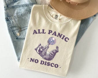 All Panic No Disco Raccoon Shirt, Funny ADHD Shirt, Vintage Raccoon Meme T Shirt, Trash Panda T Shirt, Retro Unisex Tee, Animal Lover Gift