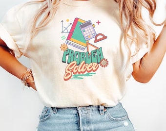 Cute Math Teacher Shirt, Problem Solver Comfort Colors Back to School Tee, Teacher Appreciation T-Shirt, Math Lover Tshirt, New Teacher Gift
