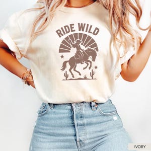 Ride Wild Comfort Colors® Shirt, Country Western Shirt, Vintage Cowboy Cowgirl T-Shirt, Trendy Concert Tshirt, Cute Festival Tee