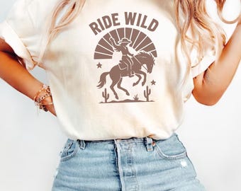 Ride Wild Comfort Colors® Shirt, Country Western Shirt, Vintage Cowboy Cowgirl T-Shirt, Trendy Concert Tshirt, Cute Festival Tee