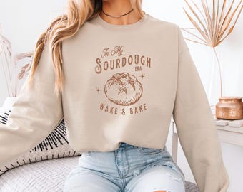 Sudadera "En mi época de masa madre", sudadera con iniciador de masa madre, sudadera con elaboración de pan, suéter con pan de masa madre, divertido regalo de repostería con cuello redondo para un amigo