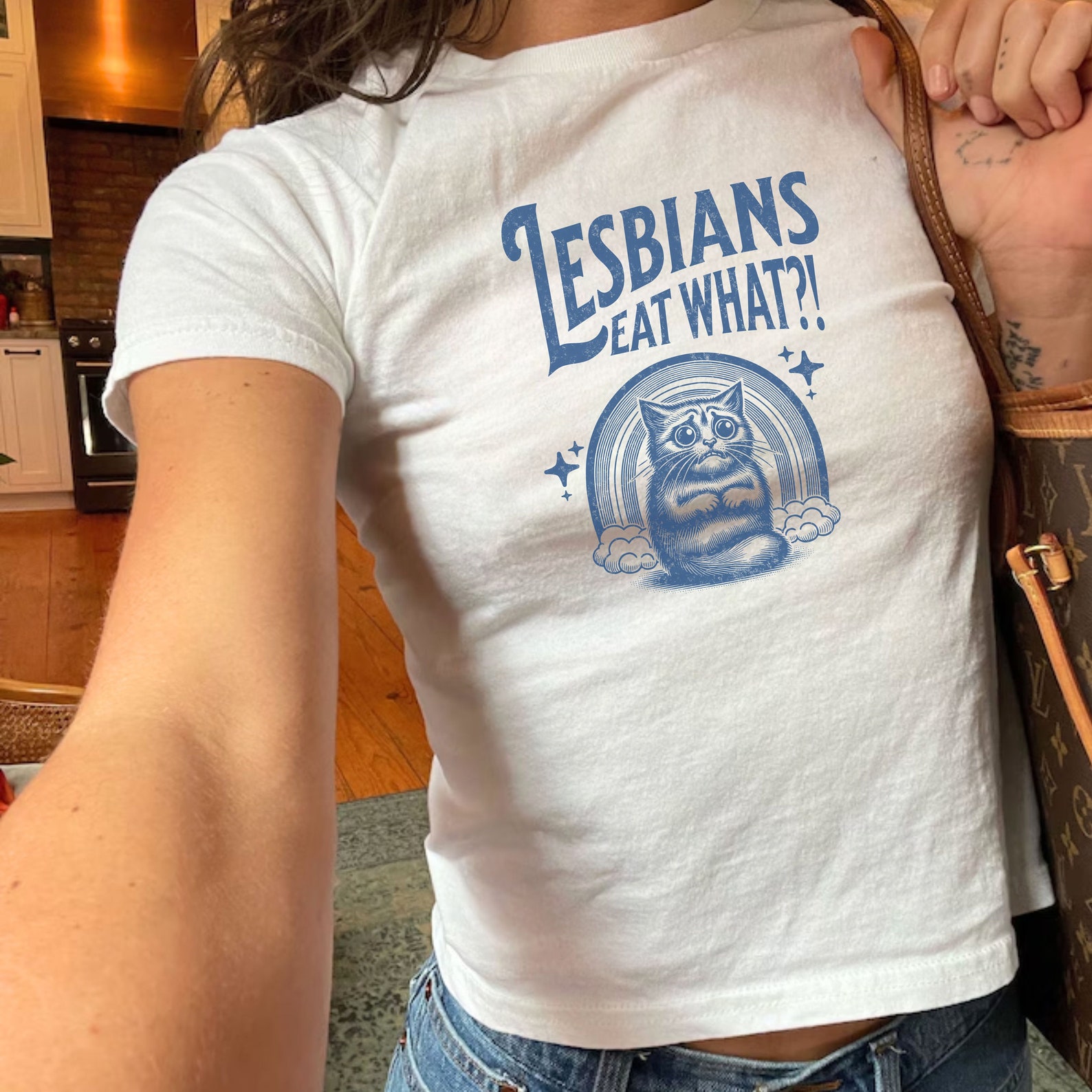 LGBT Shirt, Lesbians Eat What Y2K Baby Tee, Cat Shirts, Funny Gay Pride Shirts, Queer Tshirt