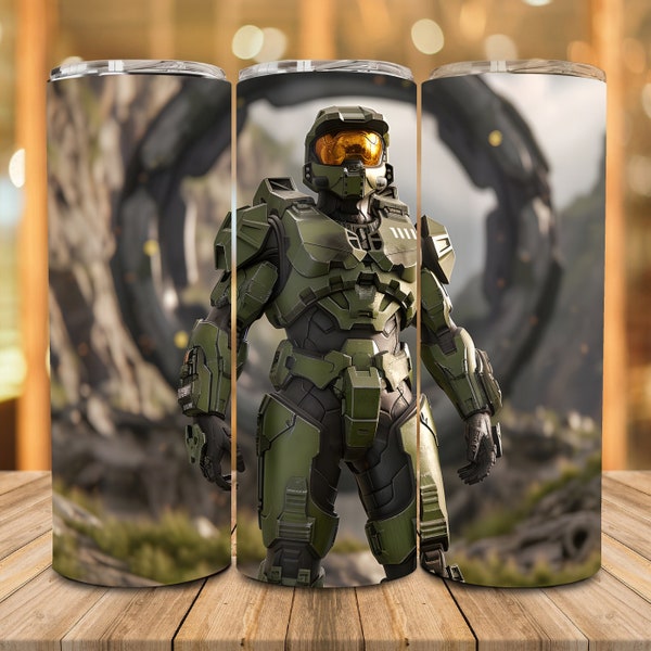 Master Chief Halo #2 20oz Sublimation Tumbler Designs, 9.2 x 8.3” Straight Skinny Tumbler Wrap Digital Download PNG 2024