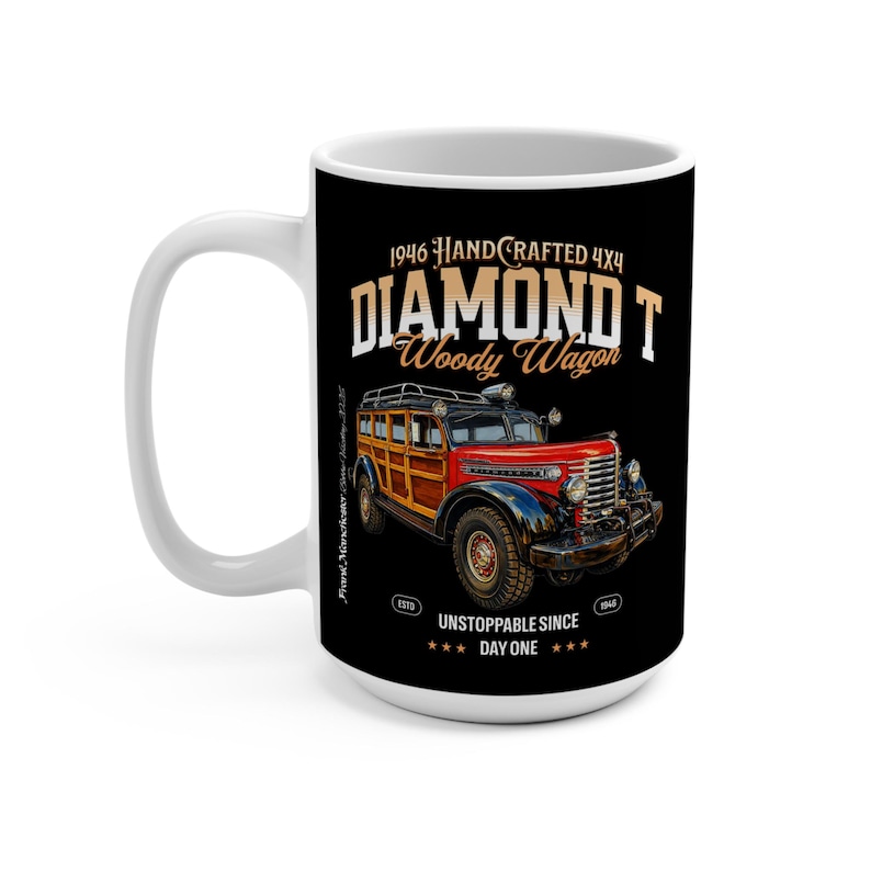 Diamond T Woody Mug on Black 15oz image 4
