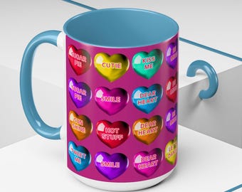 Candy Hearts Mug 15oz Assorted Colors