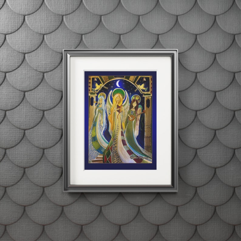 Singing Angels Under the Moon Painting (passepartout Paper Frame) - Etsy
