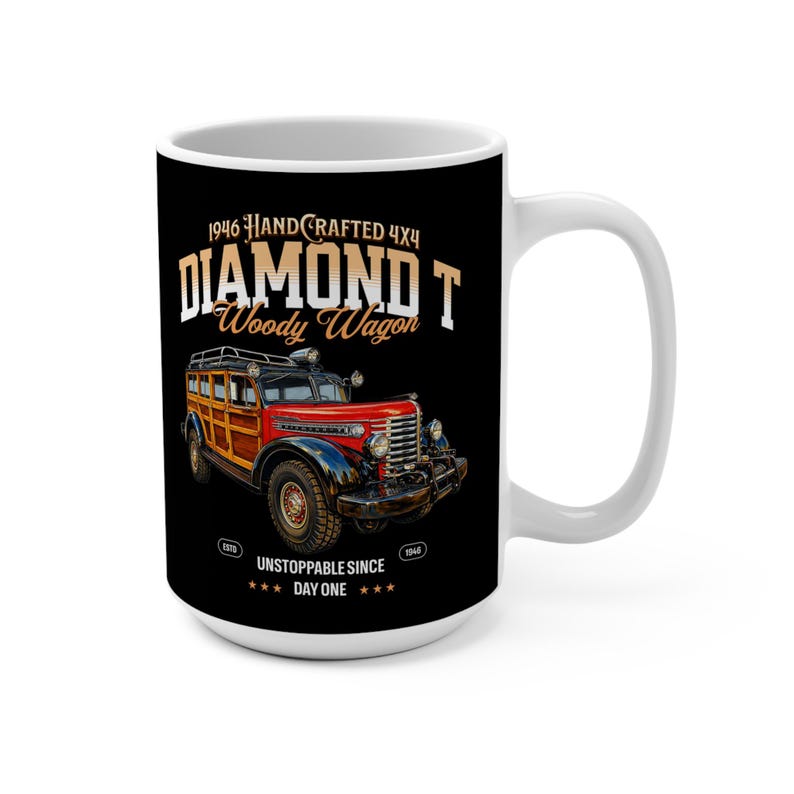 Diamond T Woody Mug on Black 15oz image 1