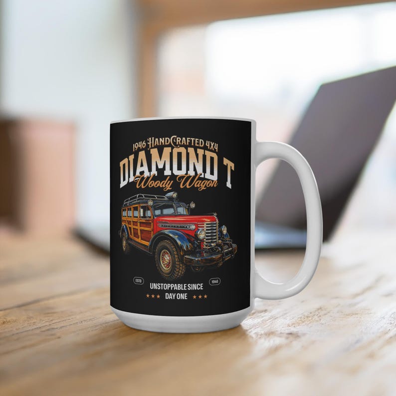 Diamond T Woody Mug on Black 15oz image 2