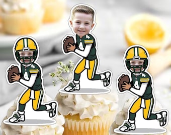 Custom Photo Cupcake Toppers Printable, Football Birthday Cupcake Toppers Baby Face ,Cupcake Toppers Face Kid