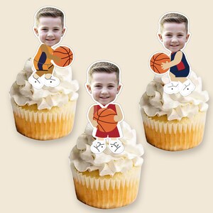 Custom Photo Cupcake Toppers Printable, Basketball Birthday Cupcake Toppers Baby Face ,Cupcake Toppers Face Kid