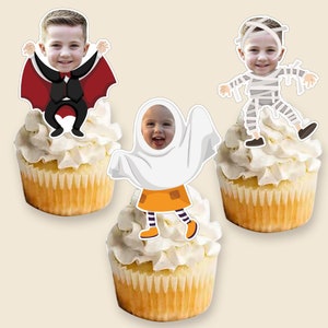 Custom Photo Cupcake Toppers Printable, Halloween Birthday Cupcake Toppers Baby Face ,Cupcake Toppers Face Kid