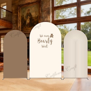 Wir können Bärenwart-Bogen decken: Brauner Babyparty-Hintergrund