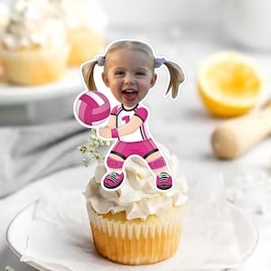 Custom Photo Cupcake Toppers Printable, Volleyball Birthday Cupcake Toppers Baby Face ,Cupcake Toppers Face Kid