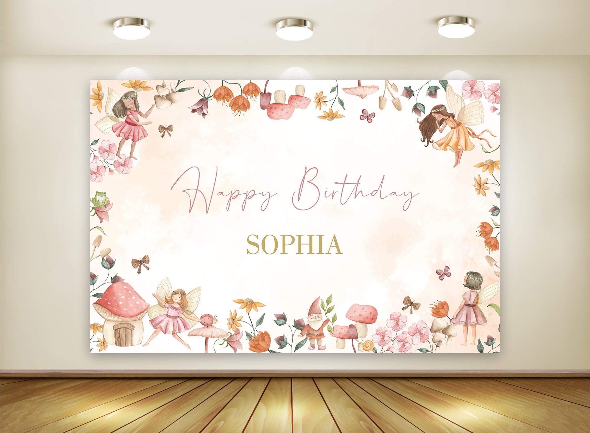 Personalised Fairy Birthday Banner - Pink Paper Decoration For Girls' Parties (6ft) 9 thumbnail image