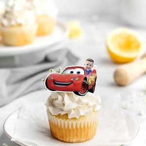 Custom Photo Cupcake Toppers Printable,Lightning McQueen Birthday Cupcake Toppers Baby Face ,Cupcake Toppers Face Kid