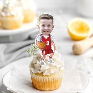 Custom Photo Cupcake Toppers Printable, Basketball Birthday Cupcake Toppers Baby Face ,Cupcake Toppers Face Kid