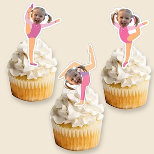 Custom Gymnastics Girl Photo Cupcake Toppers Printable, Gymnastics Birthday Face Cupcake Toppers ,Birthday gift for women/Girl
