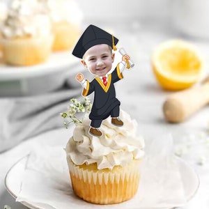 Custom Photo Cupcake Toppers Printable, Graduate Birthday Cupcake Toppers Baby Face ,Cupcake Toppers Face Kid