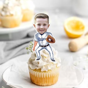 Custom Photo Cupcake Toppers Printable, Baseball Birthday Cupcake Toppers Baby Face ,Cupcake Toppers Face Kid