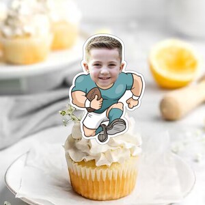 Custom Photo Cupcake Toppers Printable, Football Birthday Cupcake Toppers Baby Face ,Cupcake Toppers Face Kid