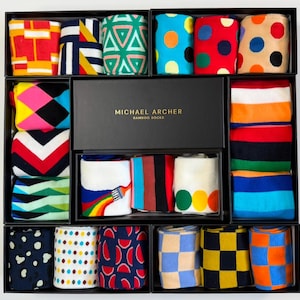 Colorful Patterned Socks Gift Set: Michael Archer Luxury Sock Box