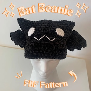 Bat beanie Crochet Pattern - Perfect for halloween / Halloween crochet pattern