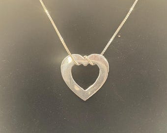 Handgegossener .999 Silber Herz Anhänger - Sterling Silber Halskette