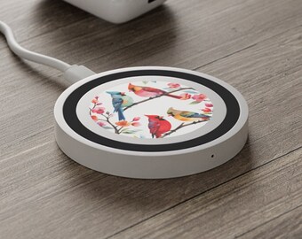 Wireless Charger USB Night Stand Charger Charging Station | 4 Calling Birds Desktop Wireless Charger for iPhone / Android Gift for Mom