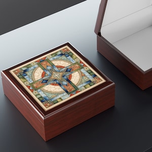 Holy Cross Wooden Jewelry Box: Christian Keepsake Gift