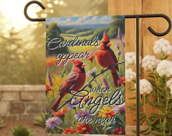 Cardinal & Wildflower Memorial Garden Flag: Double-Sided Celebration of Life Banner