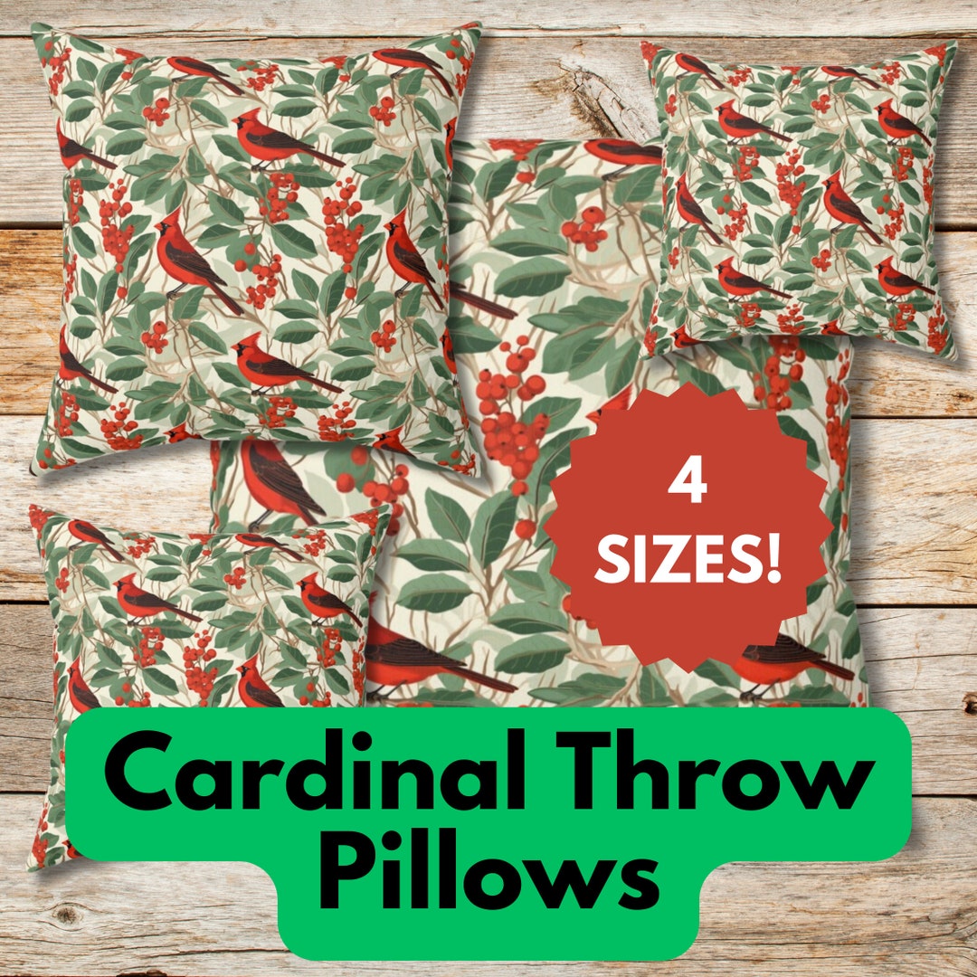 Red Cardinal Pillow Throw Pillows 4 Sizes Christmas Memorial Bird Gifts Remembrance Cardinal