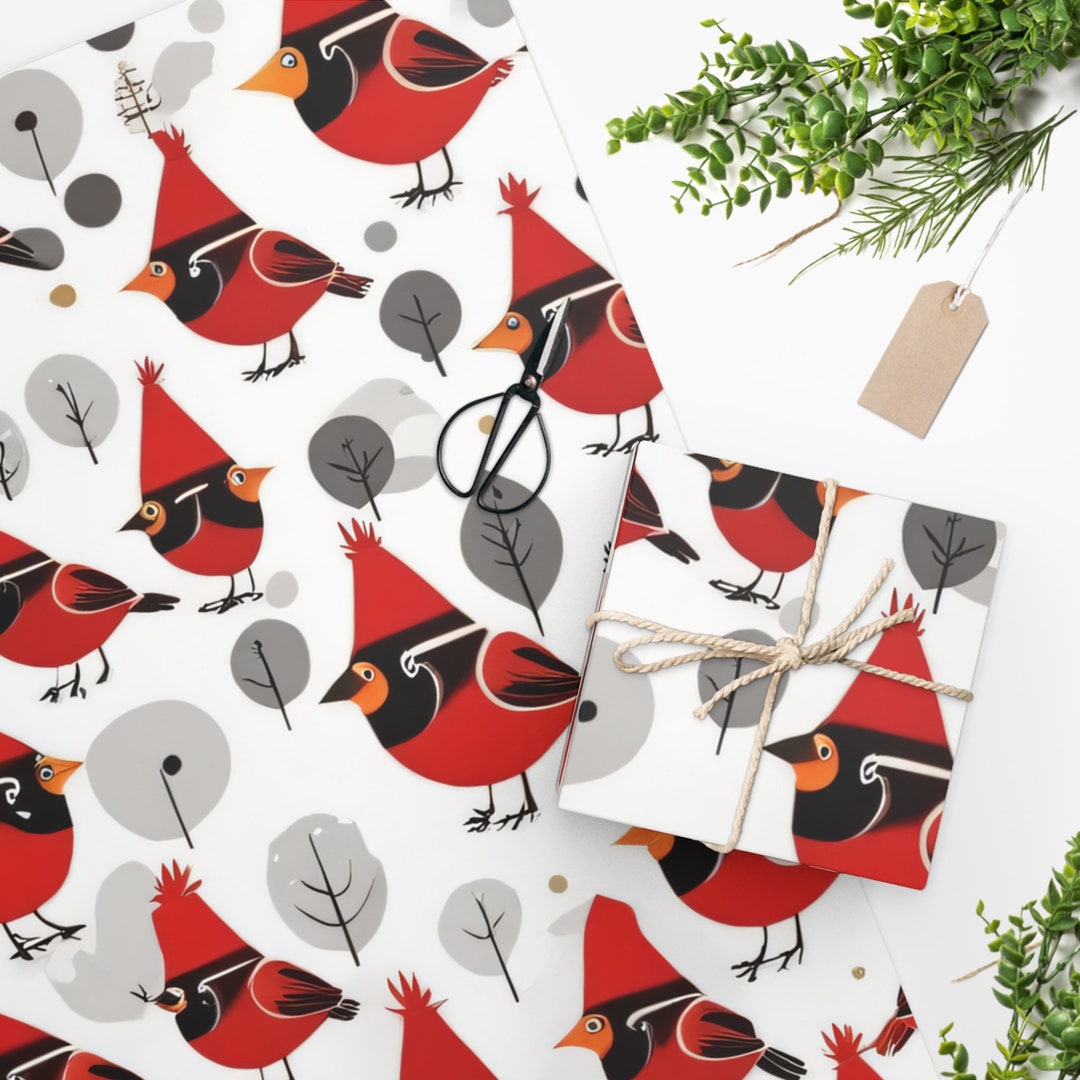Chunky Cardinals Christmas Wrapping Paper | Holiday Gift Wrap Paper ...