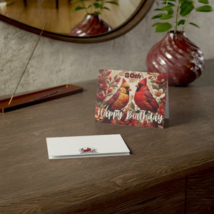80th Birthday Card for Grandma: Cardinal Pair Floral Design