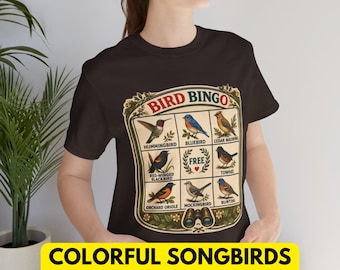 Wild Bird Bingo T-Shirt, 6 Vintage Bird Designs, Bird Watching Shirt, Bird Lover Gift, Birder Gift, Ornithology Tee