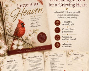Letters to Heaven Digital Journal, Cardinal Memorial Book, Printable Grief Journal, Loss of Loved One Gift, Memory Keepsake PDF