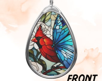Cardinal & Blue Butterfly Necklace: Memorial Remembrance Gift | Jewelry Gifts