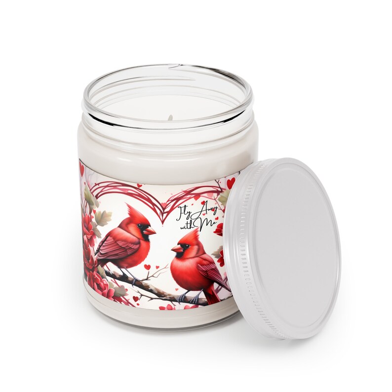 Handpoured Valentine's Day Soy Candle Scented Cardinal Pair Stained