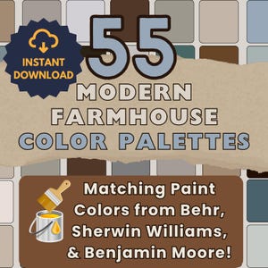 Farmhouse Sherwin Williams Color Palette | Modern Farmhouse Paint Color Swatches Interior Design Home Decorating Guide
