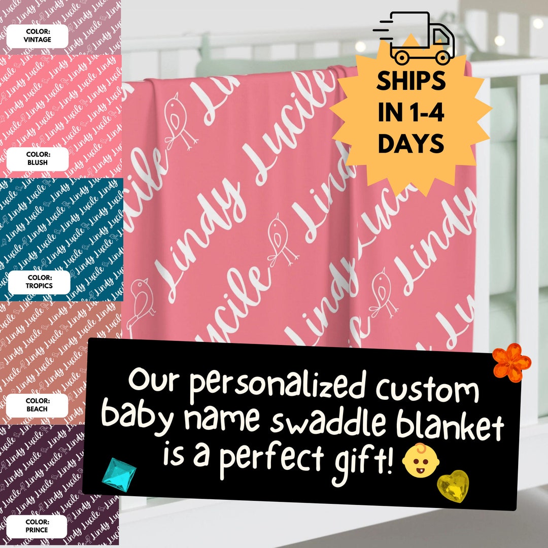 Personalized Custom Swaddle Blanket Custom Baby Name Blanket Etsy