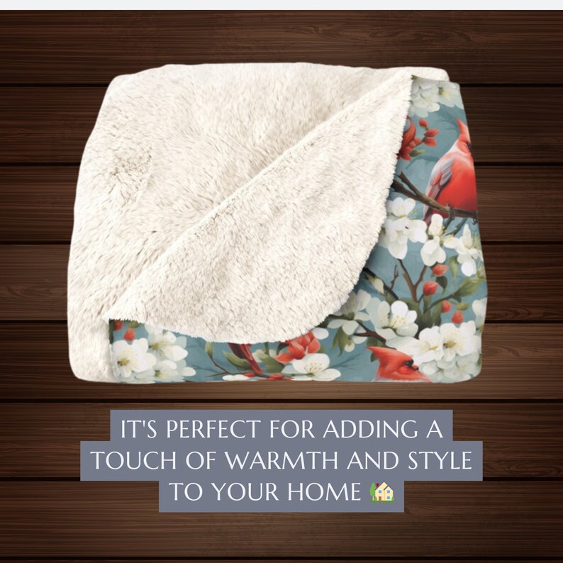 Cardinal Blanket With Dogwood Blossoms Mother's Day Blanket for Mom