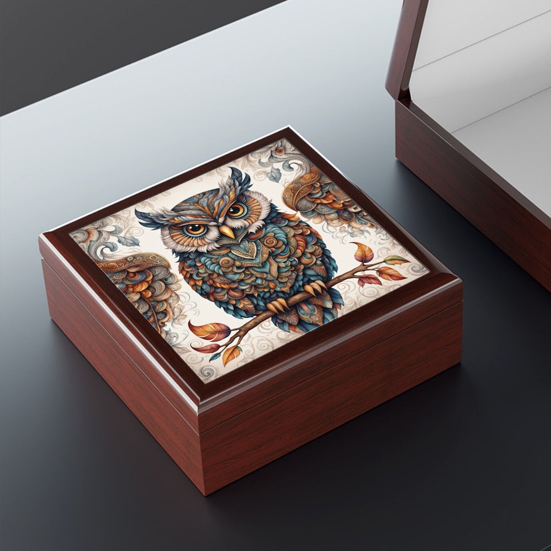 Owl Jewelry Box Owl Decor Small Wooden Jewelry Box Stash Box Handmade