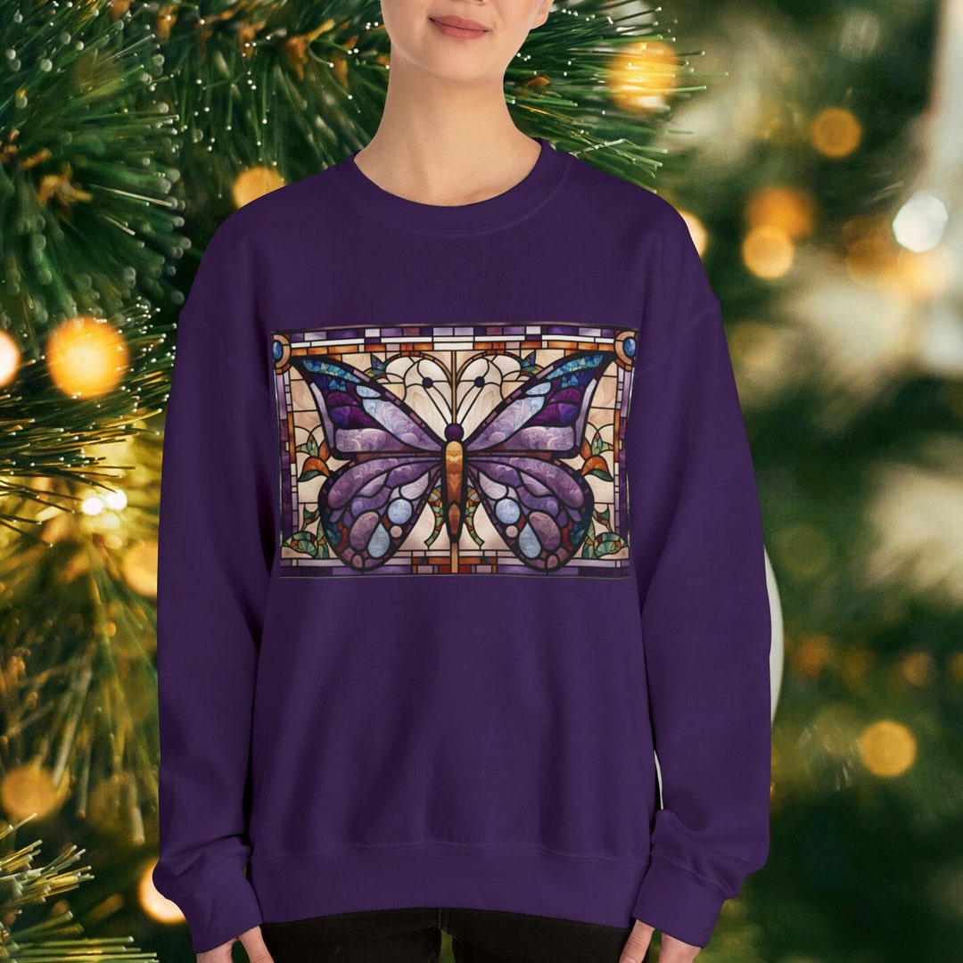 Stained Glass Butterfly Sweater Unisex Heavy Blend™ Crewneck - Etsy UK