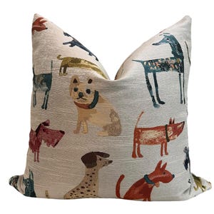 Funda de almohada con estampado de perro colorido, funda de almohada con estampado de perro caprichoso, funda de almohada para amantes de los perros, funda de almohada decorativa con temática de perros, funda de almohada para amantes de los perros