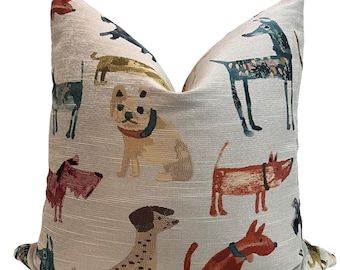 Colorful Dog Print Pillow Cover, Whimsical Dog Pattern Pillow Cover, Dog Lover Pillow Cover, Dog Themed Decorative Pillow Cover, Dog Lovers
