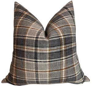 Fall plaid Pillow Cover, Rustic Checkered Pillow Cover, Country Chic Decor, Neutral Plaid Cushion Cover, Classic Tartan Throw Pillow