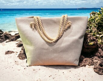 Große Baumwoll Canvas Strand Einkaufstasche: Mädchen Wochenend Reisetasche
