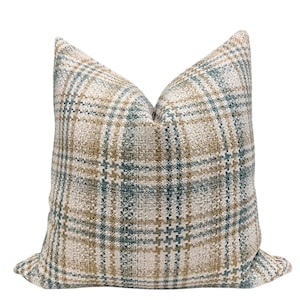 Green Plaid Pillow Cover, Hunter Green Tartan Throw Pillow, Cozy Fall Decor Cushion, Forest Green Checkered Cover, Rustic Cabin Pillow Cover