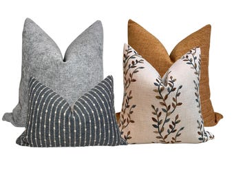 Boho Sofa Pillow Combo, Throw Pillow Set, Decorative Cushions Set, Throw Pillow Combinations, Sectional Pillow Combo, Pillow Cover Set of 4