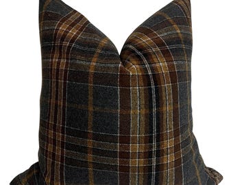 Handmade Woven Plaid Pillow Cover – Rustic Farmhouse Decor